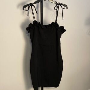 EUC Pants Store Black Ruffle Tie-Strap Mini Dress Cocktail Casual Small